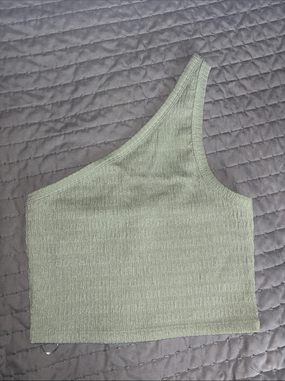 American Eagle Outfitters One-Shoulder Crop Top - Sage Green